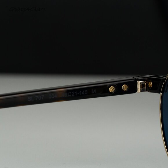 BRAND NEW Saint Laurent SL707 004 Gold Havana Blue Oval Unisex Sunglasses - Picture 6 of 10